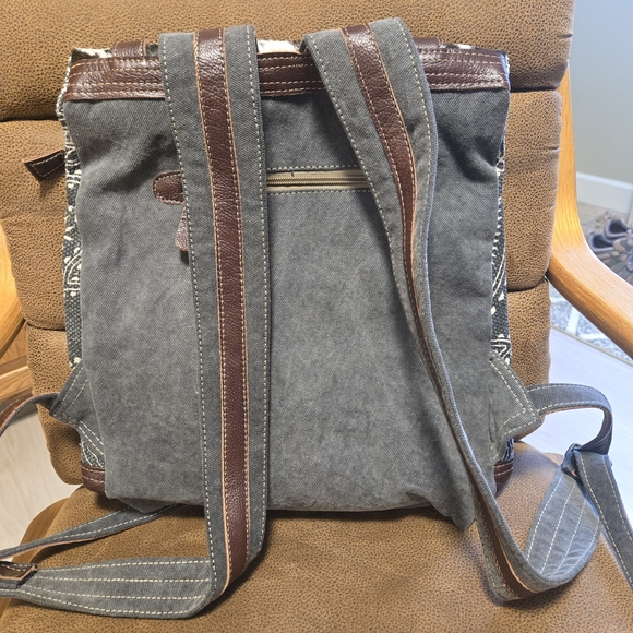 Myra Bag Cowhide and Patterned Backpack - Black and Brown main image 0
